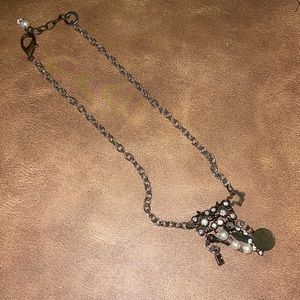 Plunder Key style charm necklace, With pearl and Crystal accents.